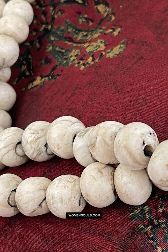 1786 Antique Tibetan Buddhist Mountain Coral Prayer Beads-WOVENSOULS Antique Textiles & Art Gallery