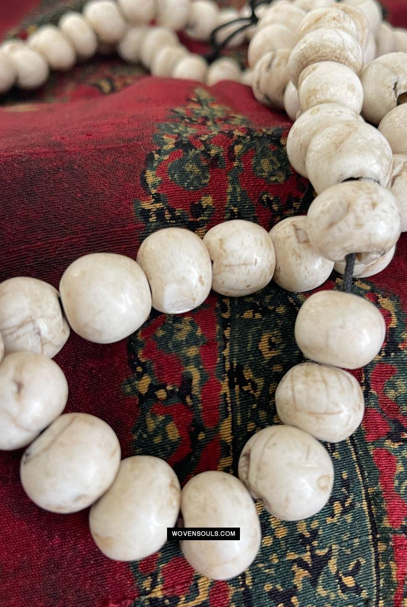 1786 Antique Tibetan Buddhist Mountain Coral Prayer Beads-WOVENSOULS Antique Textiles & Art Gallery