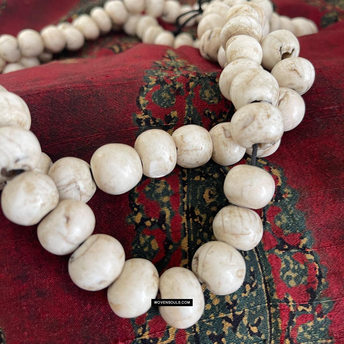 1786 Antique Tibetan Buddhist Mountain Coral Prayer Beads-WOVENSOULS Antique Textiles & Art Gallery