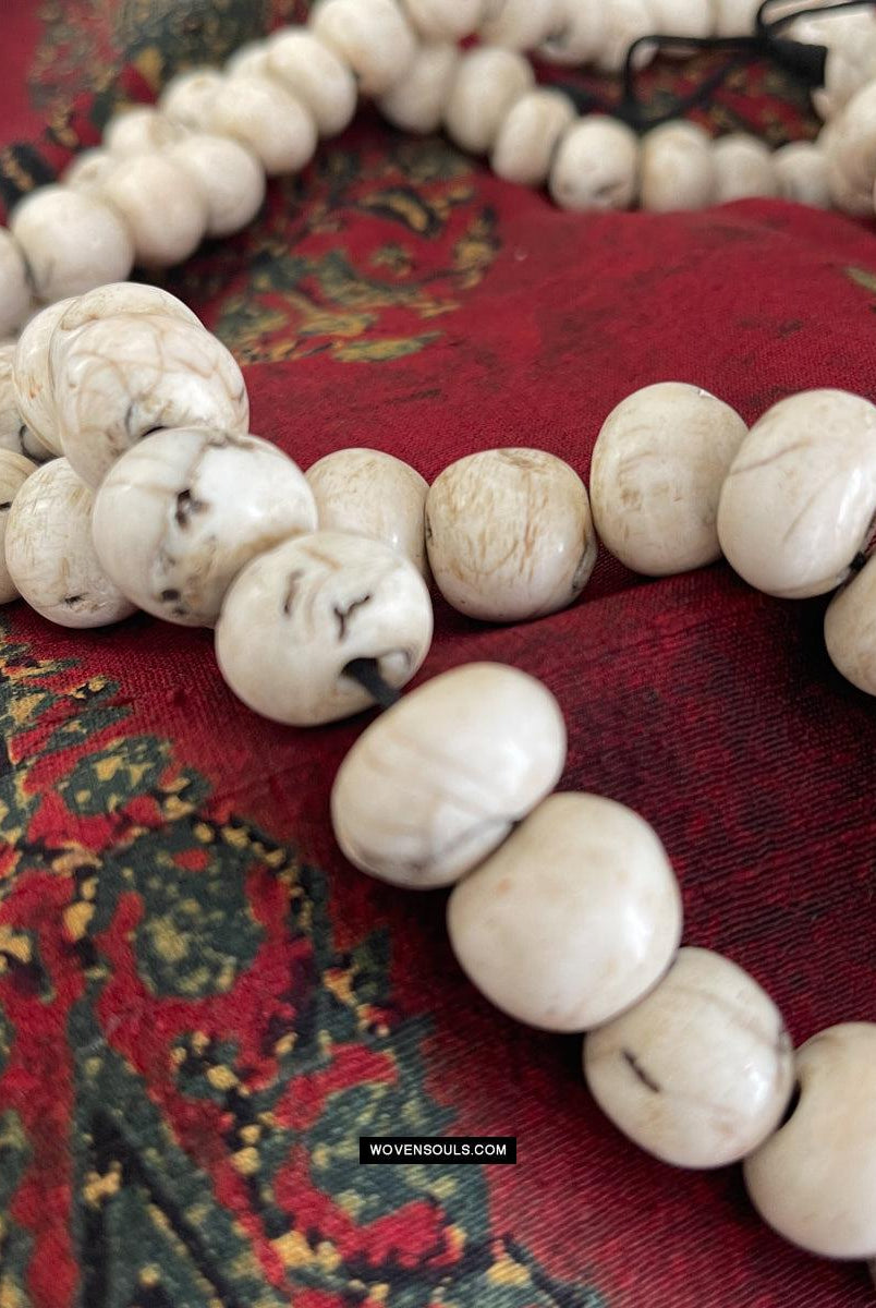 1786 Antique Tibetan Buddhist Mountain Coral Prayer Beads-WOVENSOULS Antique Textiles & Art Gallery