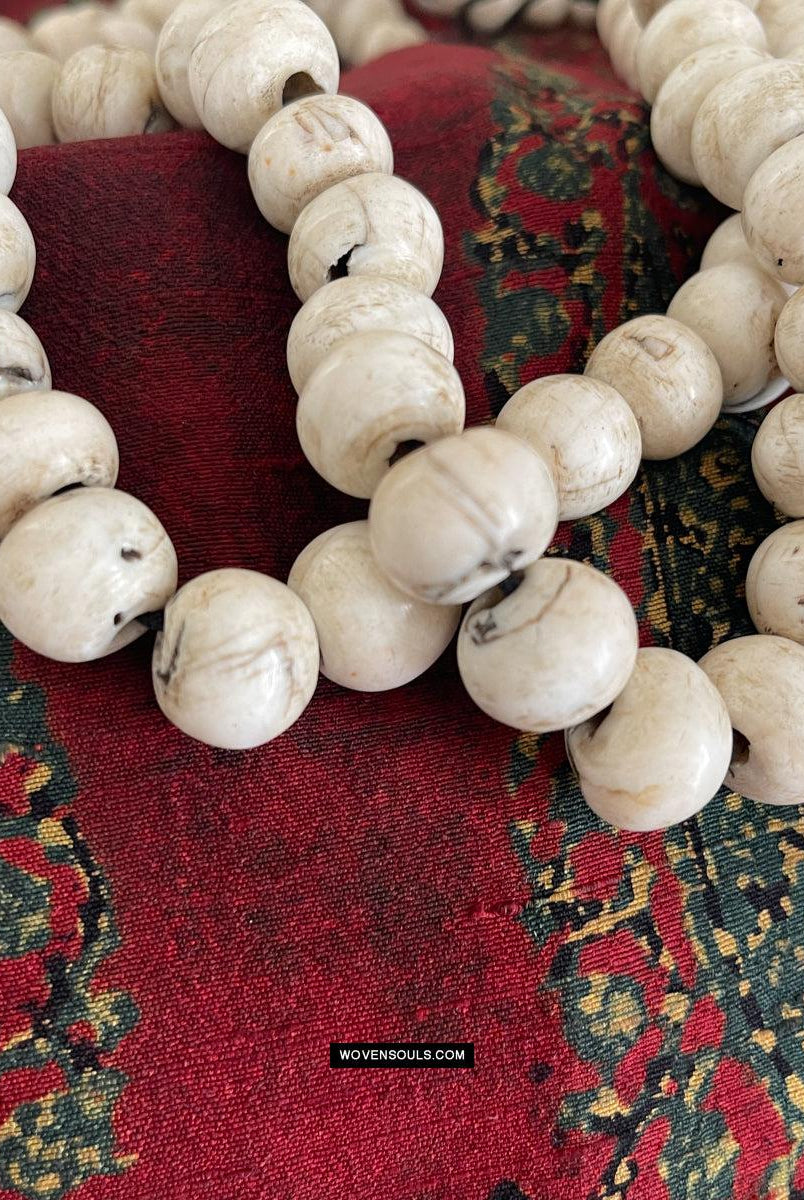 1786 Antique Tibetan Buddhist Mountain Coral Prayer Beads-WOVENSOULS Antique Textiles & Art Gallery