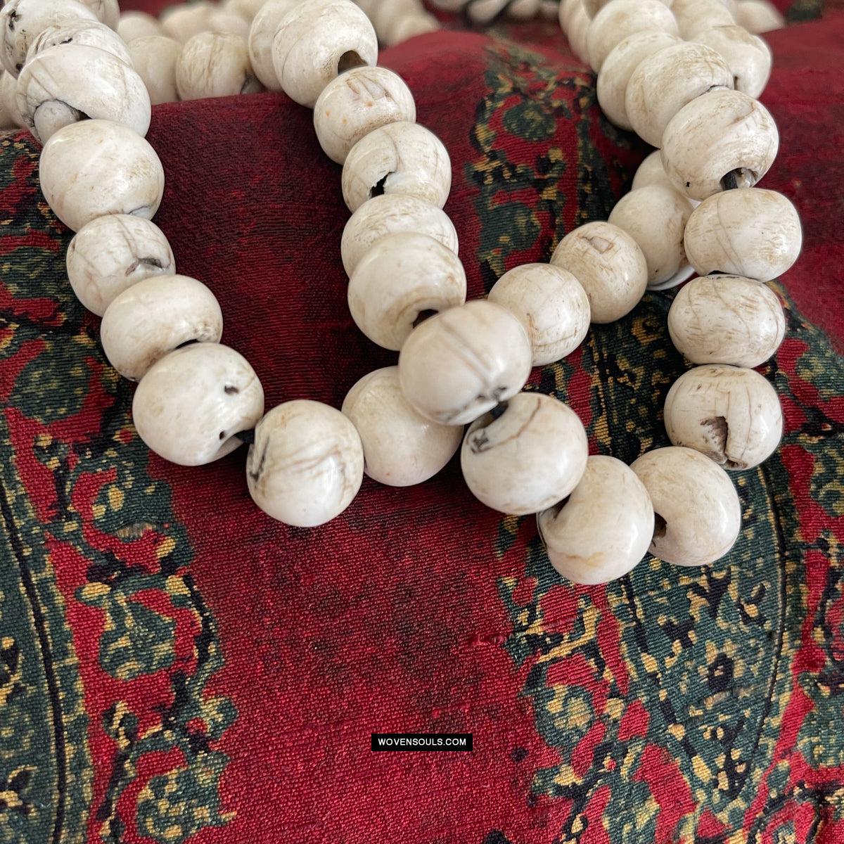 1786 Antique Tibetan Buddhist Mountain Coral Prayer Beads-WOVENSOULS Antique Textiles & Art Gallery