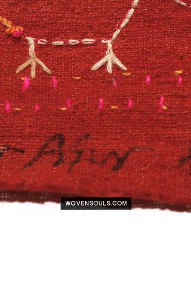 1797 Antique Rare Phulkari with Bird motif - WOVENSOULS Antique Textiles & Art Gallery