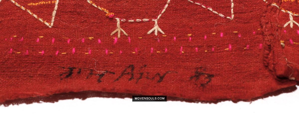 1797 Antique Rare Phulkari with Bird motif - WOVENSOULS Antique Textiles & Art Gallery