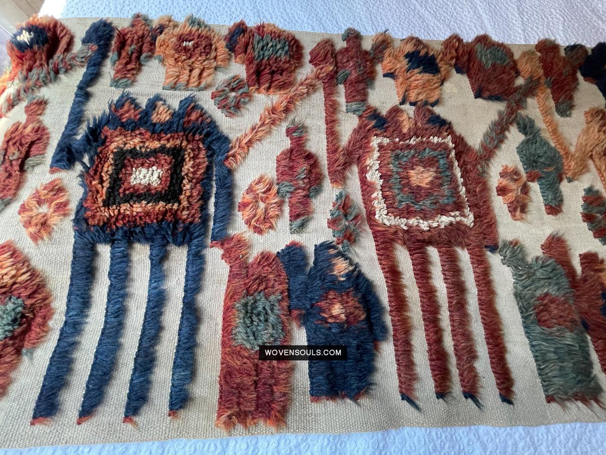 1798 Antique Tend Band with Pile Weaving with Humans and Camels - Antique Interior Decor