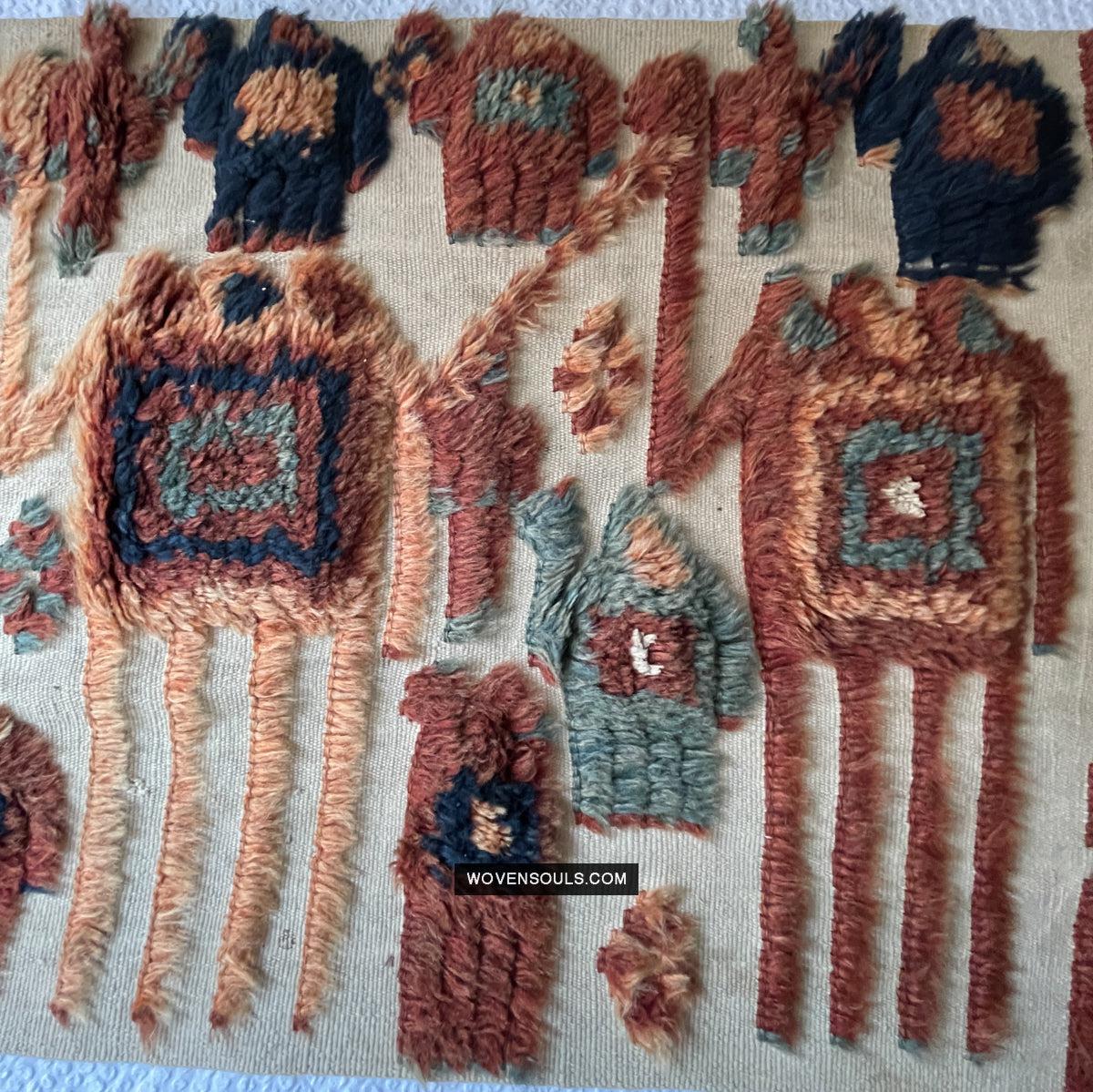 1798 Antique Tend Band with Pile Weaving with Humans and Camels - Antique Interior Decor