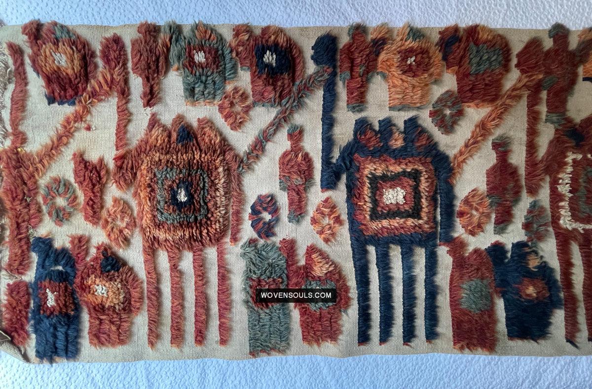 1798 Antique Tend Band with Pile Weaving with Humans and Camels - Antique Interior Decor
