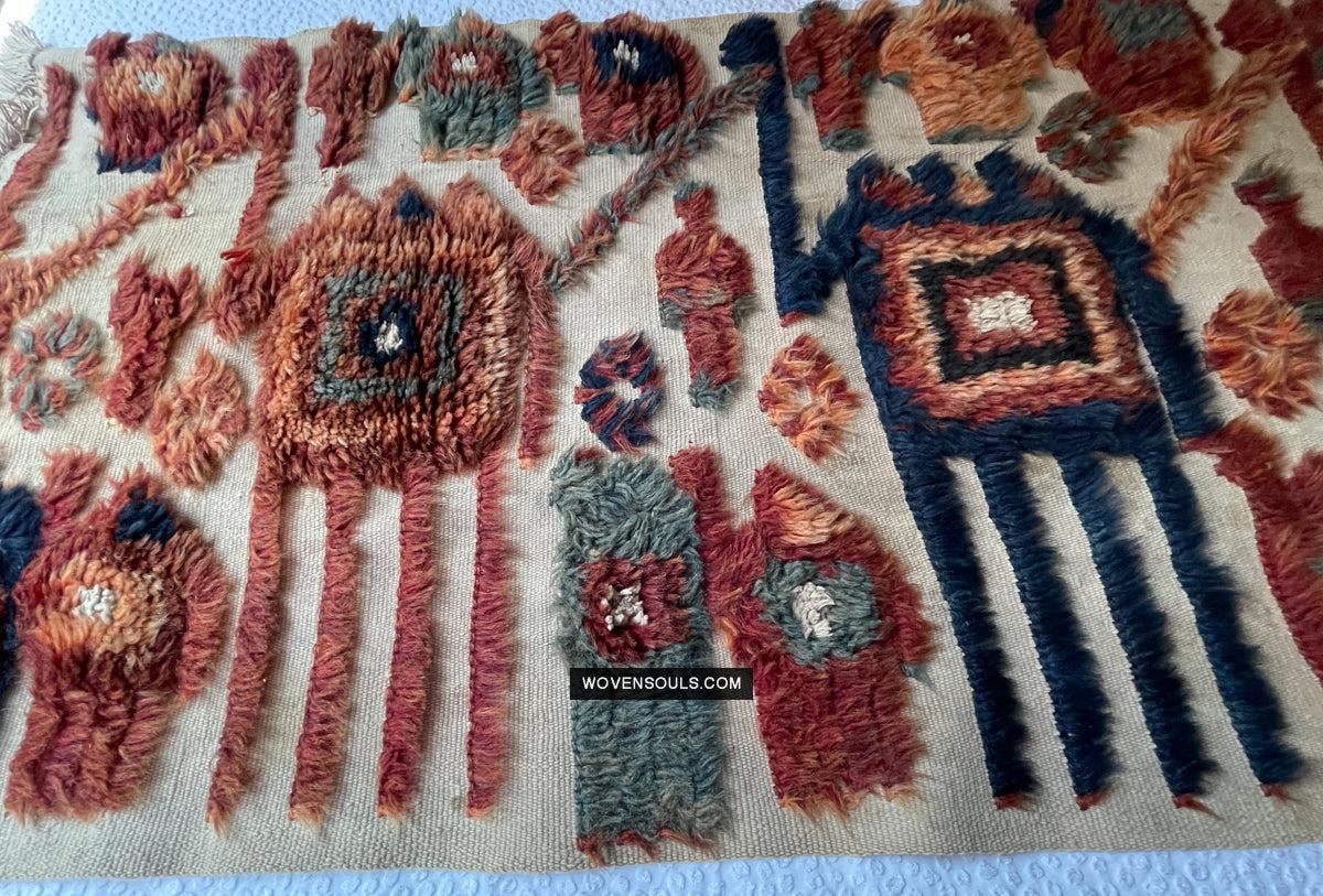 1798 Antique Tend Band with Pile Weaving with Humans and Camels - Antique Interior Decor