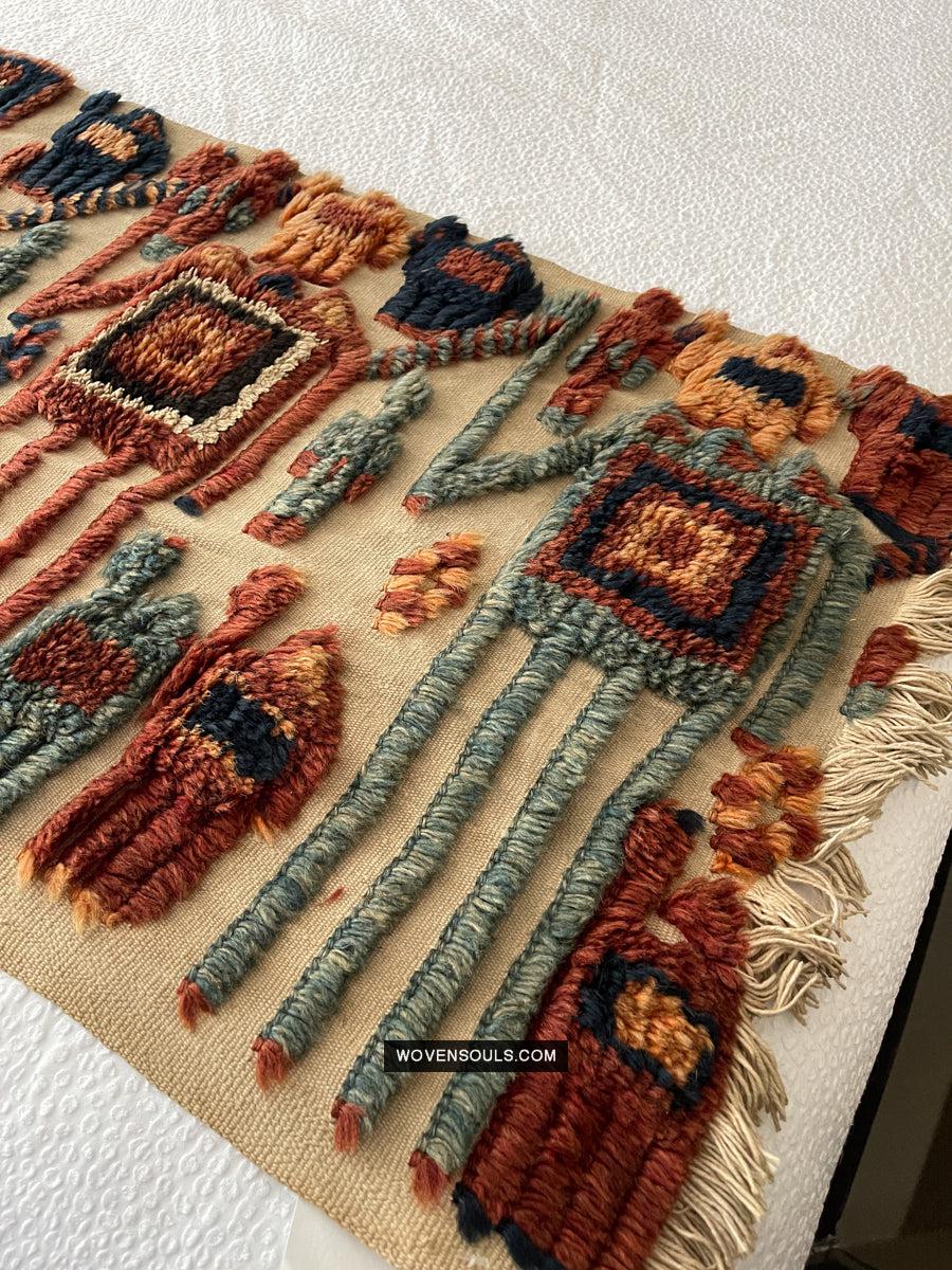 1798 Antique Tend Band with Pile Weaving with Humans and Camels - Antique Interior Decor