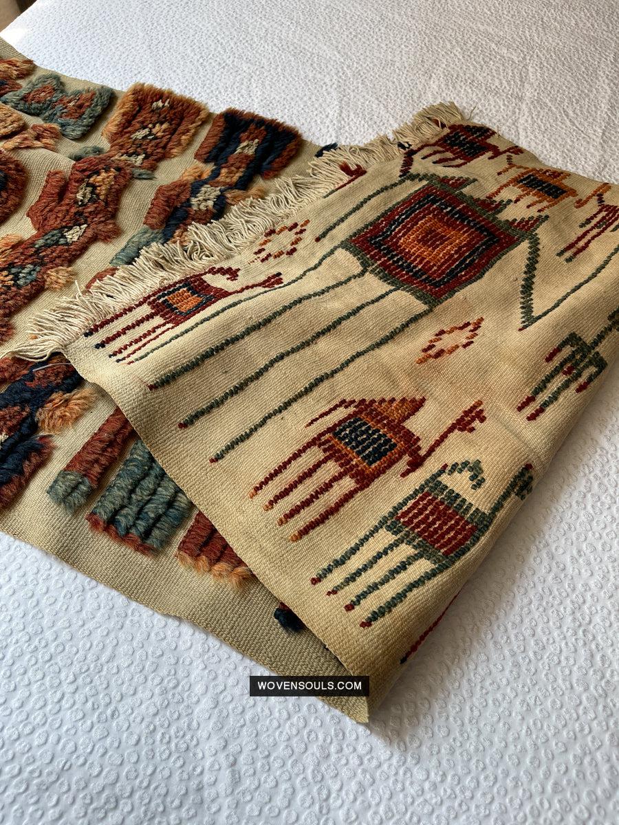 1798 Antique Tend Band with Pile Weaving with Humans and Camels - Antique Interior Decor