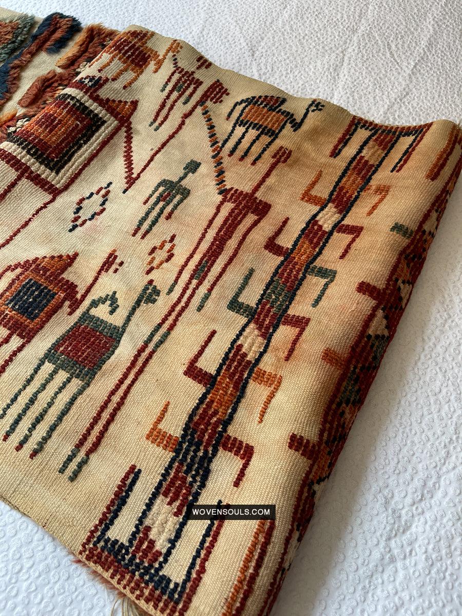 1798 Antique Tend Band with Pile Weaving with Humans and Camels - Antique Interior Decor