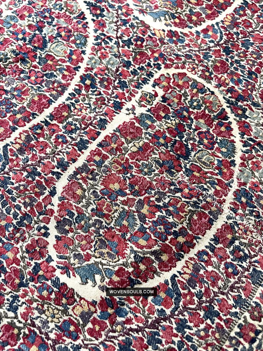 1799 Antique Kashmir Pashmina Shawl Fragment - Antique Interior Decor