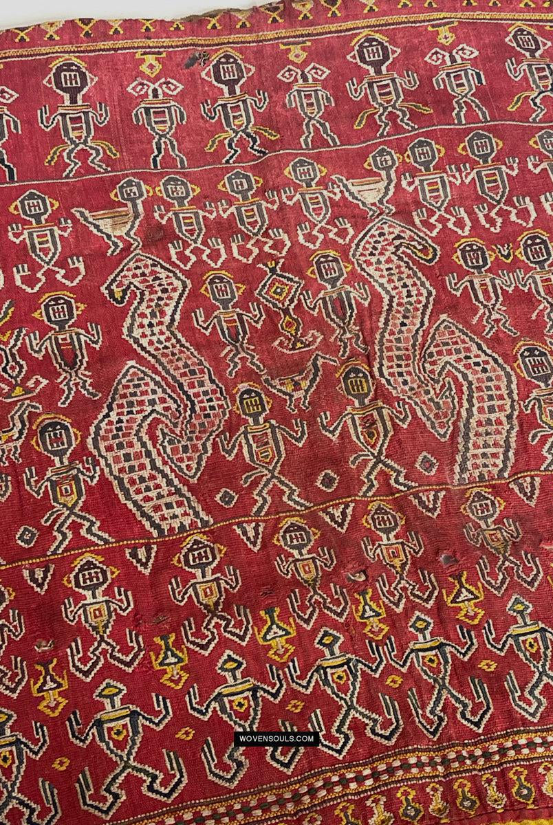 1809 Antique Figurative Dayak Kantuk Jacket Textile-WOVENSOULS Antique Textiles & Art Gallery