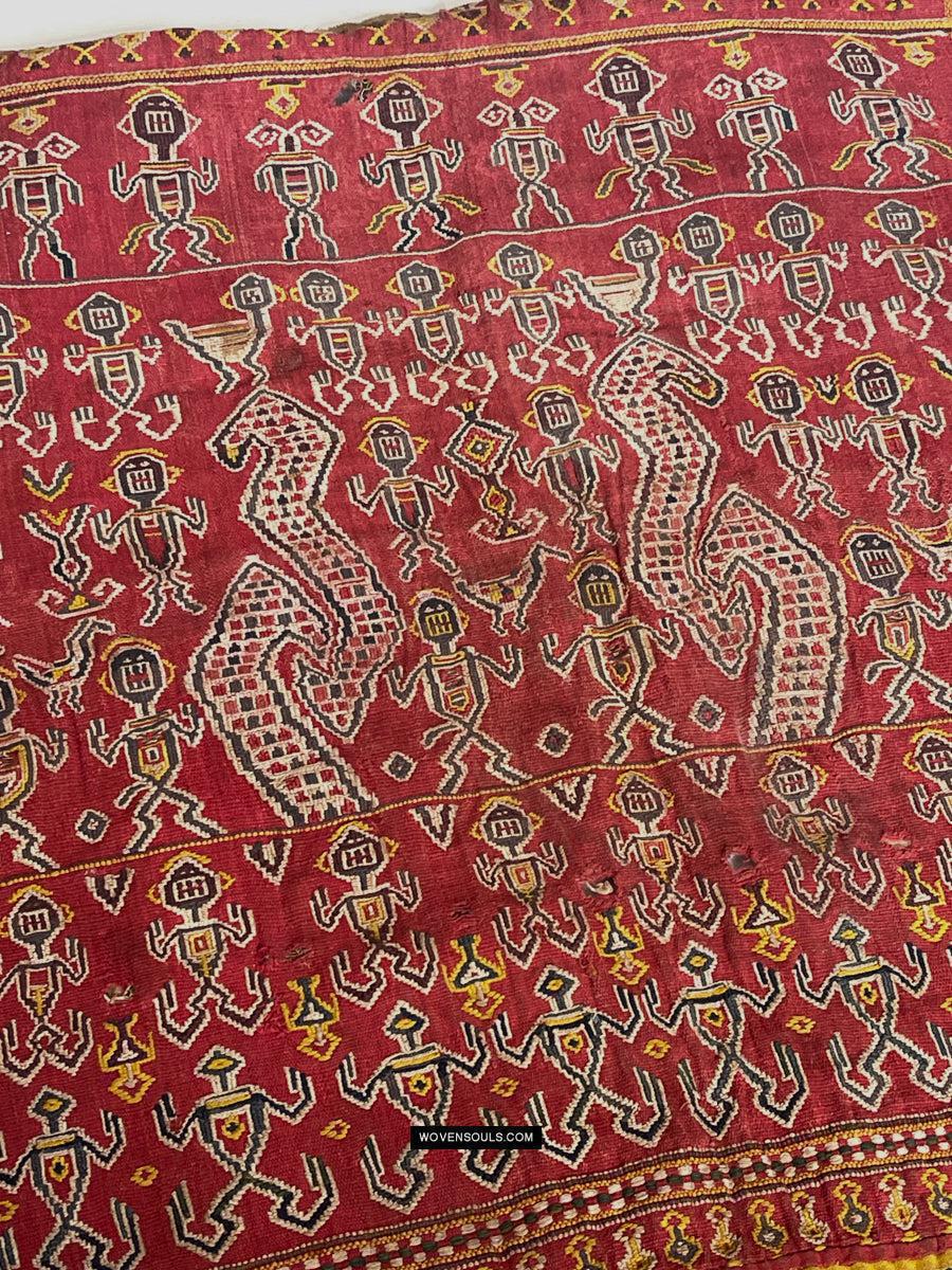 1809 Antique Figurative Dayak Kantuk Jacket Textile-WOVENSOULS Antique Textiles & Art Gallery