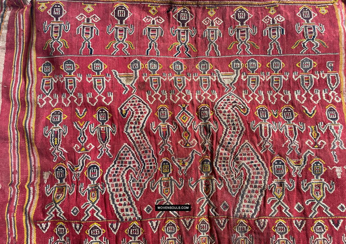 1809 Antique Figurative Dayak Kantuk Jacket Textile-WOVENSOULS Antique Textiles & Art Gallery