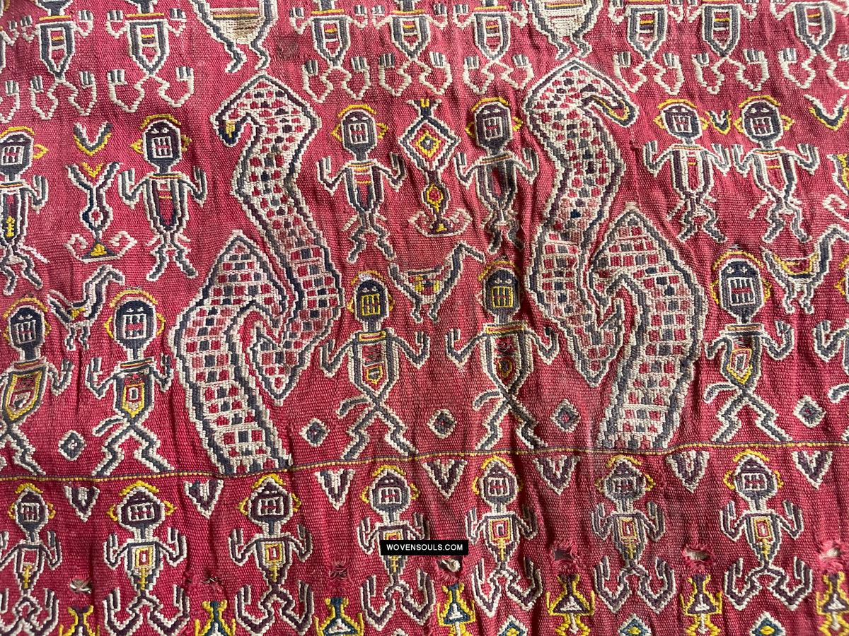1809 Antique Figurative Dayak Kantuk Jacket Textile-WOVENSOULS Antique Textiles & Art Gallery
