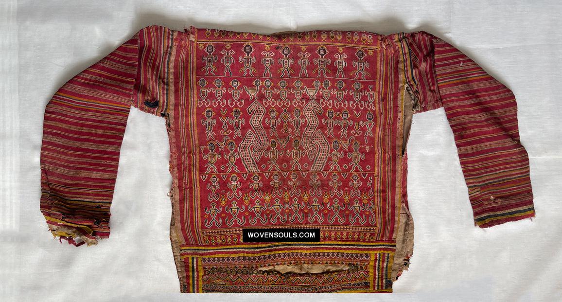 1809 Antique Figurative Dayak Kantuk Jacket Textile-WOVENSOULS Antique Textiles & Art Gallery