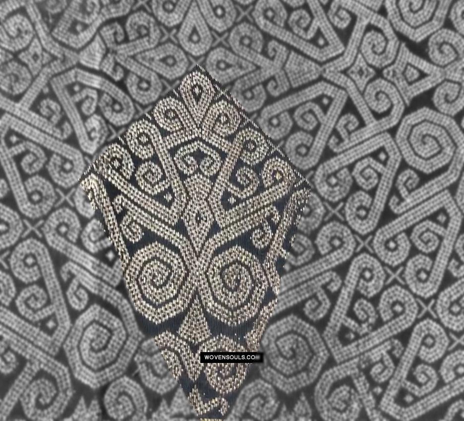 1811 Antique Iban Wedding Skirt Beaded Band Benang Perak-WOVENSOULS Antique Textiles & Art Gallery