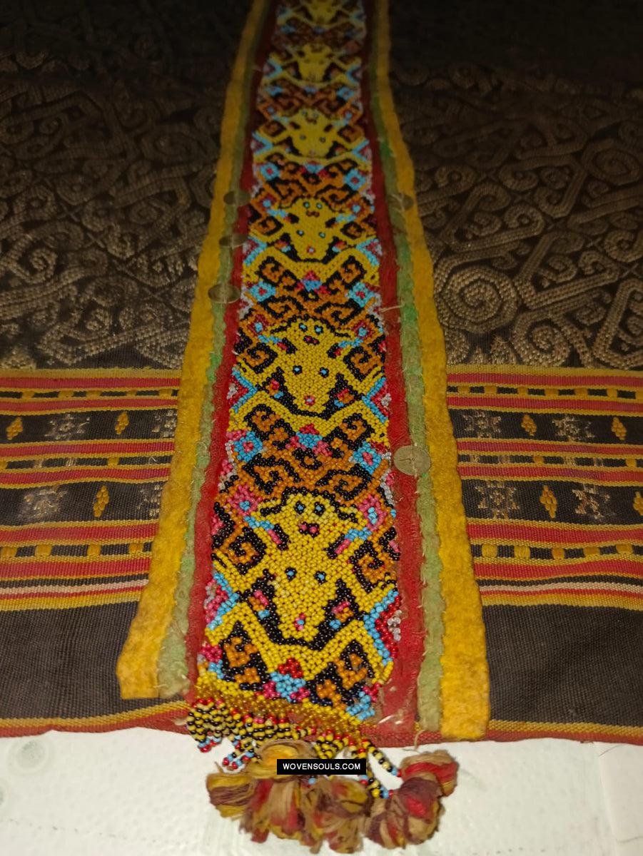 1811 Antique Iban Wedding Skirt Beaded Band Benang Perak-WOVENSOULS Antique Textiles & Art Gallery