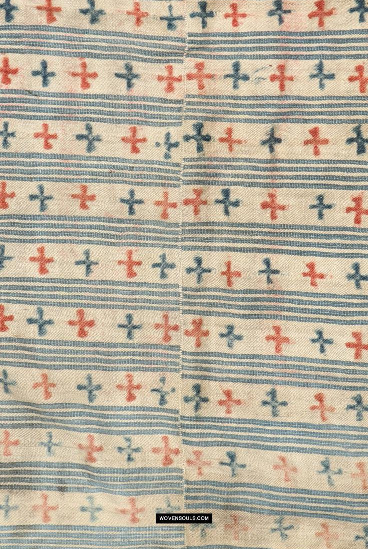 1815 Rare Antique Tibetan Textile Tahden or Pangden with Pattu and Stamp Dye