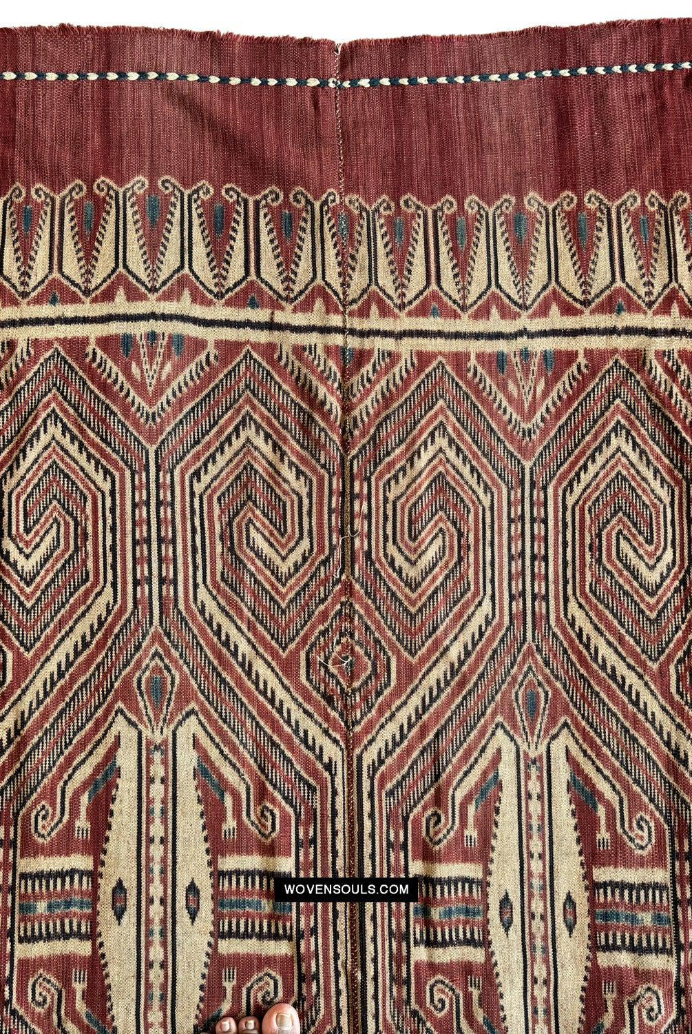 1833 Antique Iban Ceremonial Ikat - Hawk Pattern
