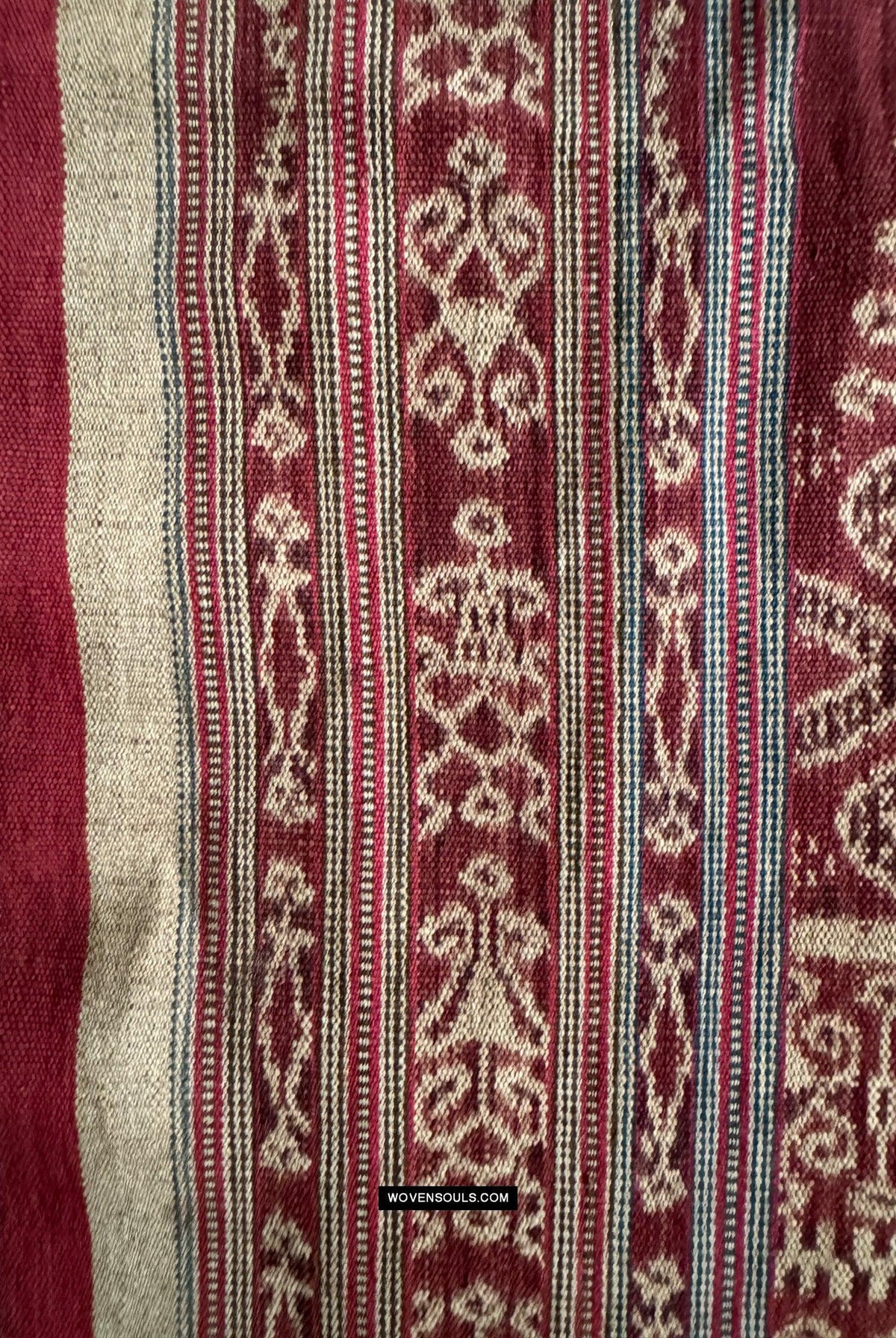 1834 Antique Iban Ceremonial Ikat - Superb Vine Pattern + Rings