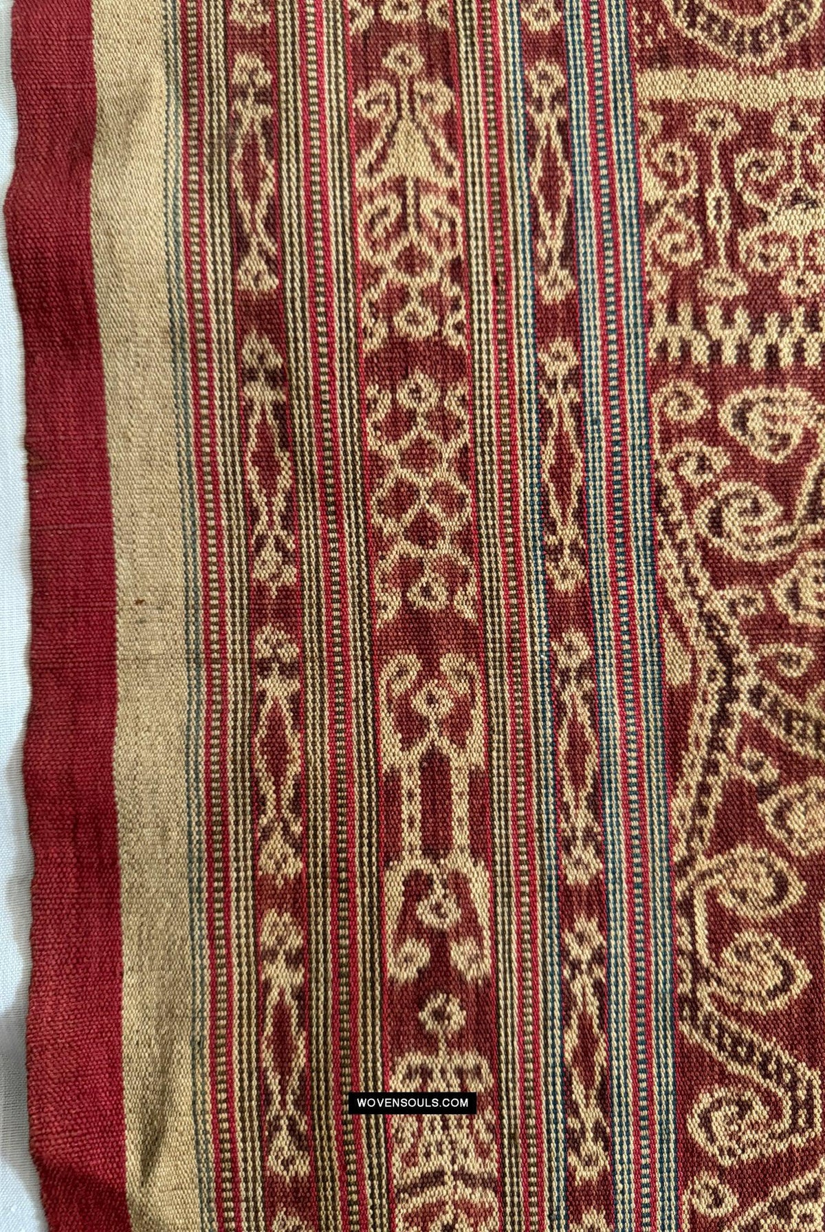 1834 Antique Iban Ceremonial Ikat - Superb Vine Pattern + Rings