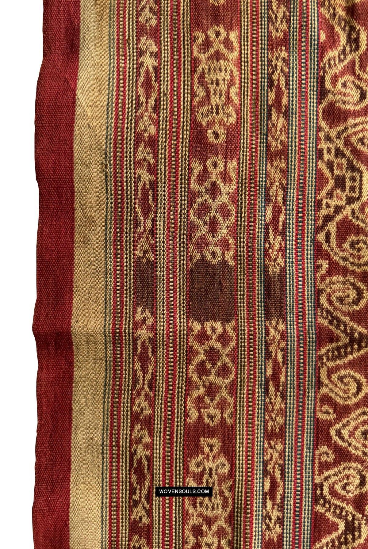 1834 Antique Iban Ceremonial Ikat - Superb Vine Pattern + Rings
