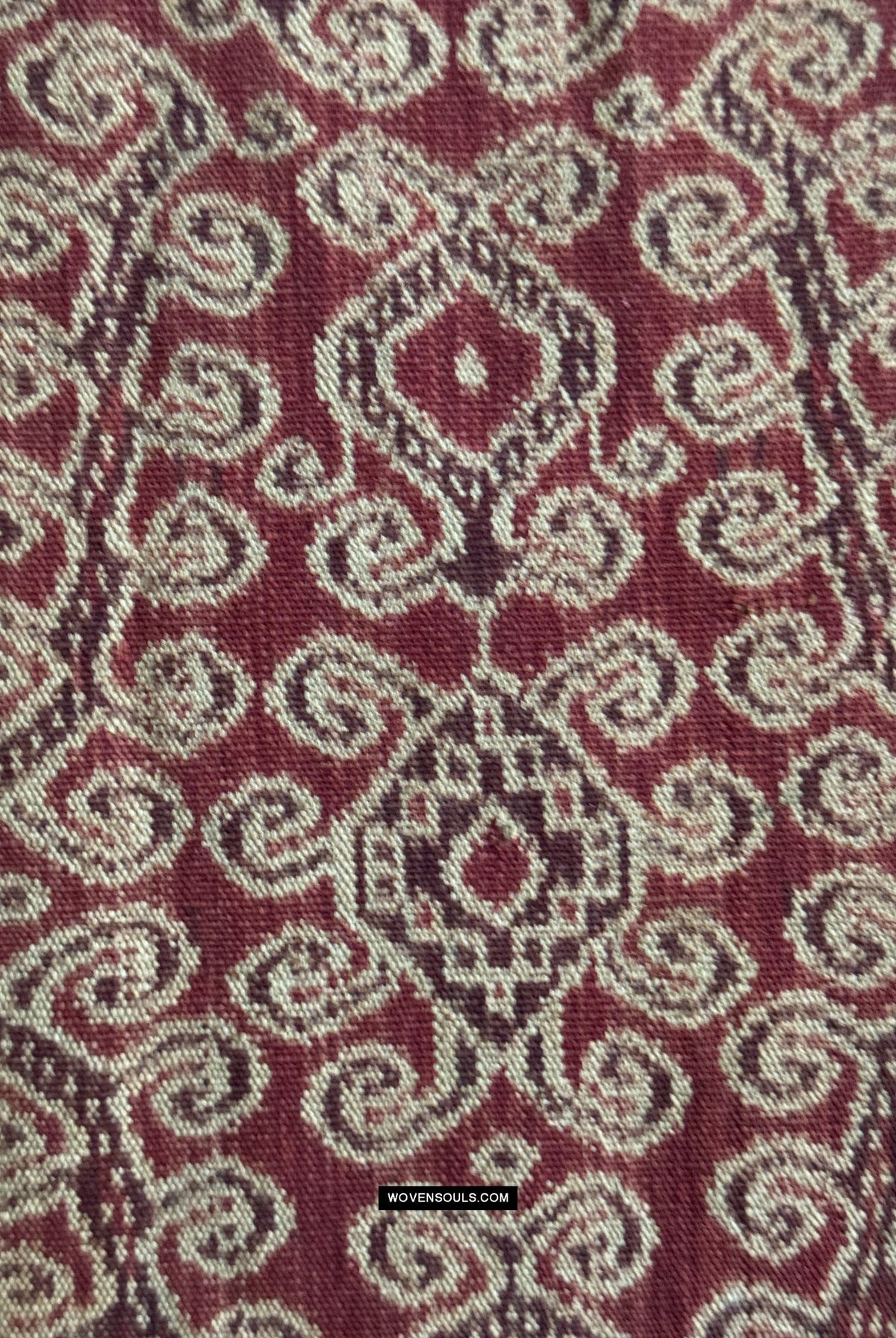 1834 Antique Iban Ceremonial Ikat - Superb Vine Pattern + Rings