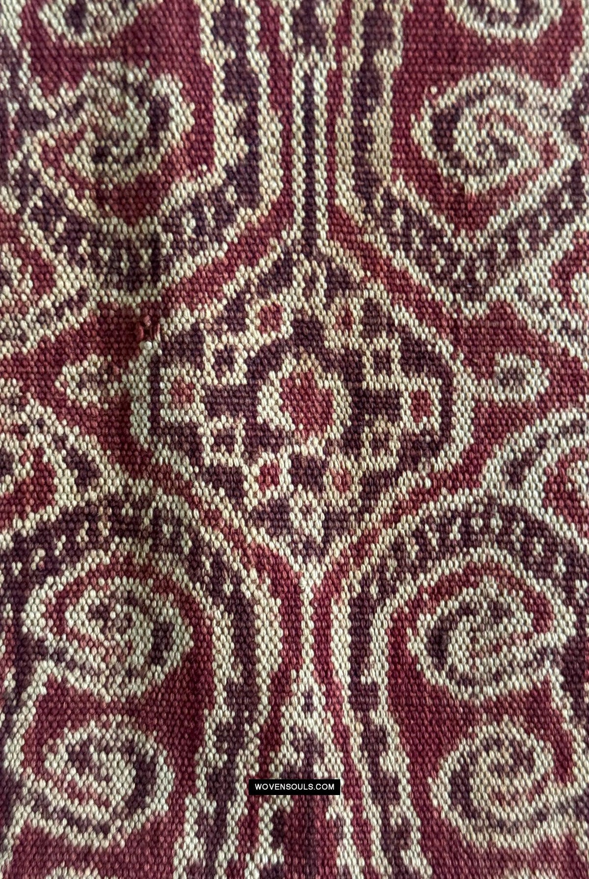 1834 Antique Iban Ceremonial Ikat - Superb Vine Pattern + Rings