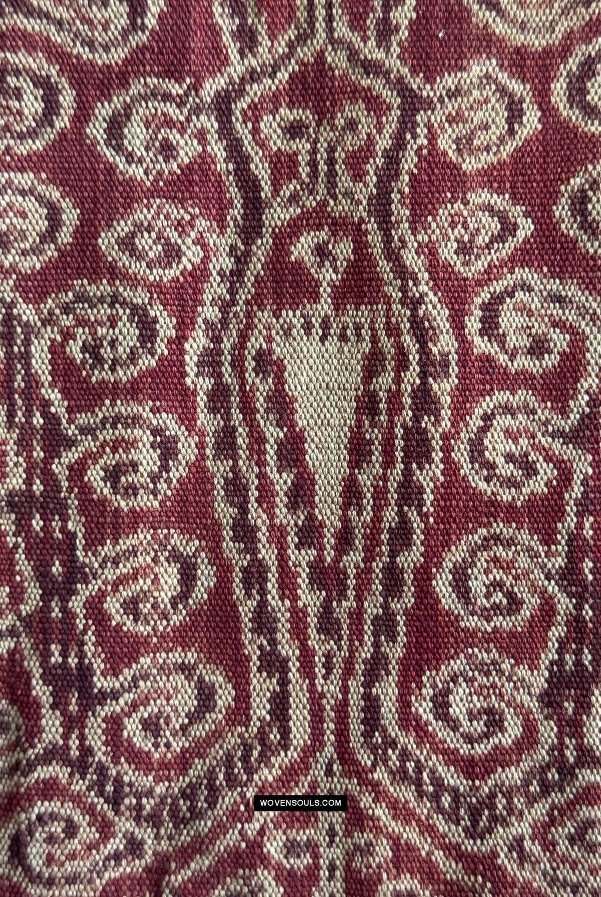 1834 Antique Iban Ceremonial Ikat - Superb Vine Pattern + Rings