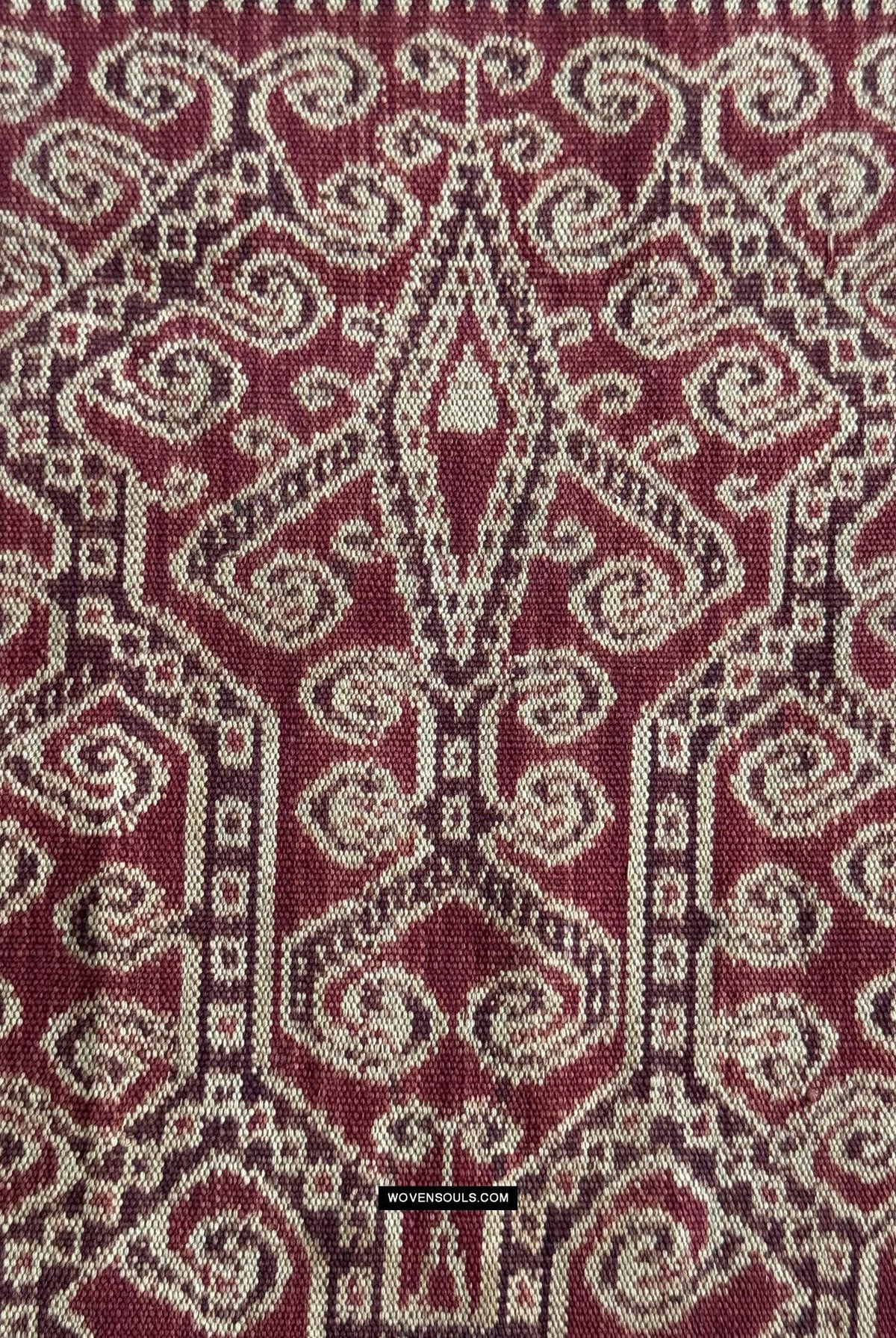1834 Antique Iban Ceremonial Ikat - Superb Vine Pattern + Rings