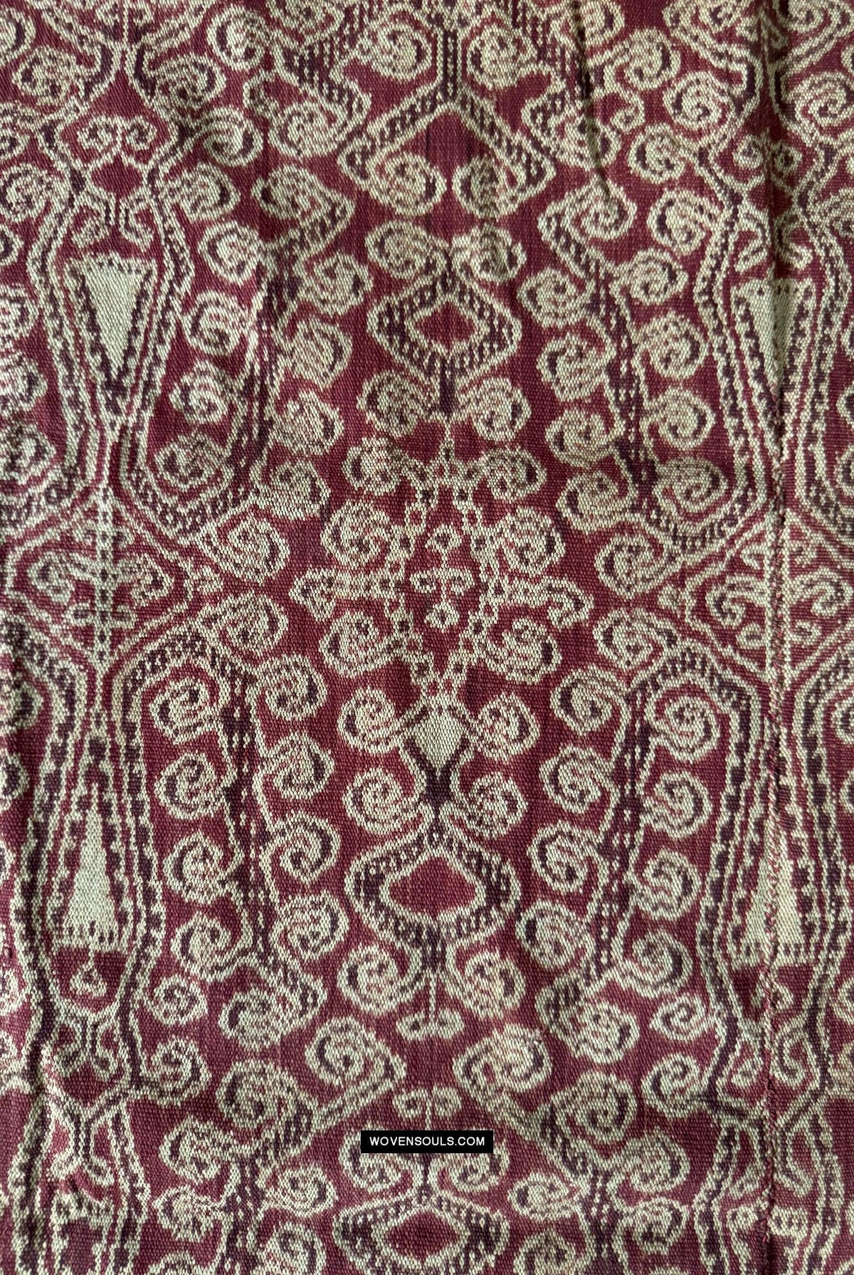 1834 Antique Iban Ceremonial Ikat - Superb Vine Pattern + Rings
