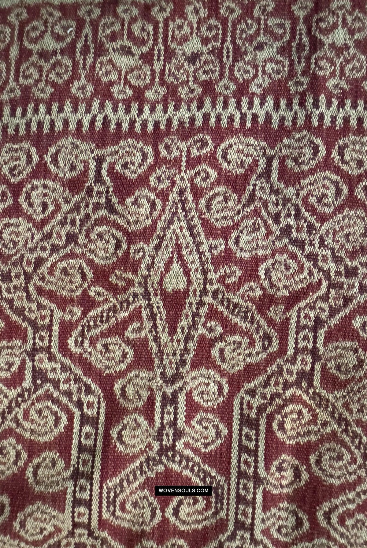 1834 Antique Iban Ceremonial Ikat - Superb Vine Pattern + Rings