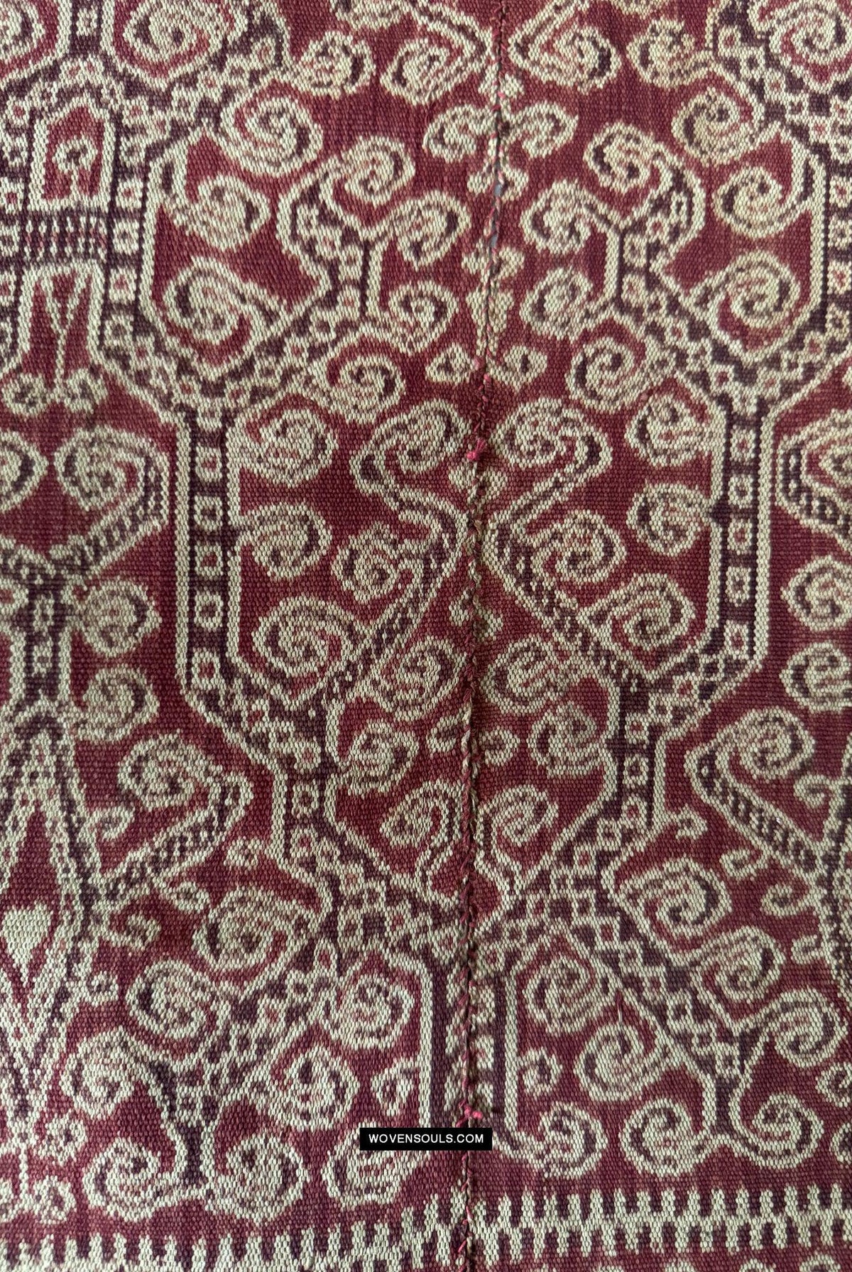1834 Antique Iban Ceremonial Ikat - Superb Vine Pattern + Rings