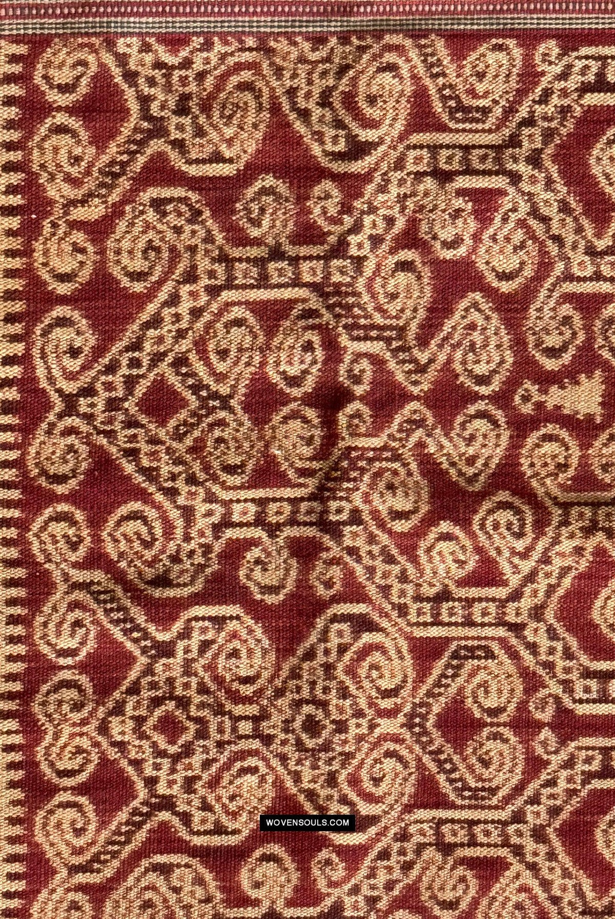 1834 Antique Iban Ceremonial Ikat - Superb Vine Pattern + Rings