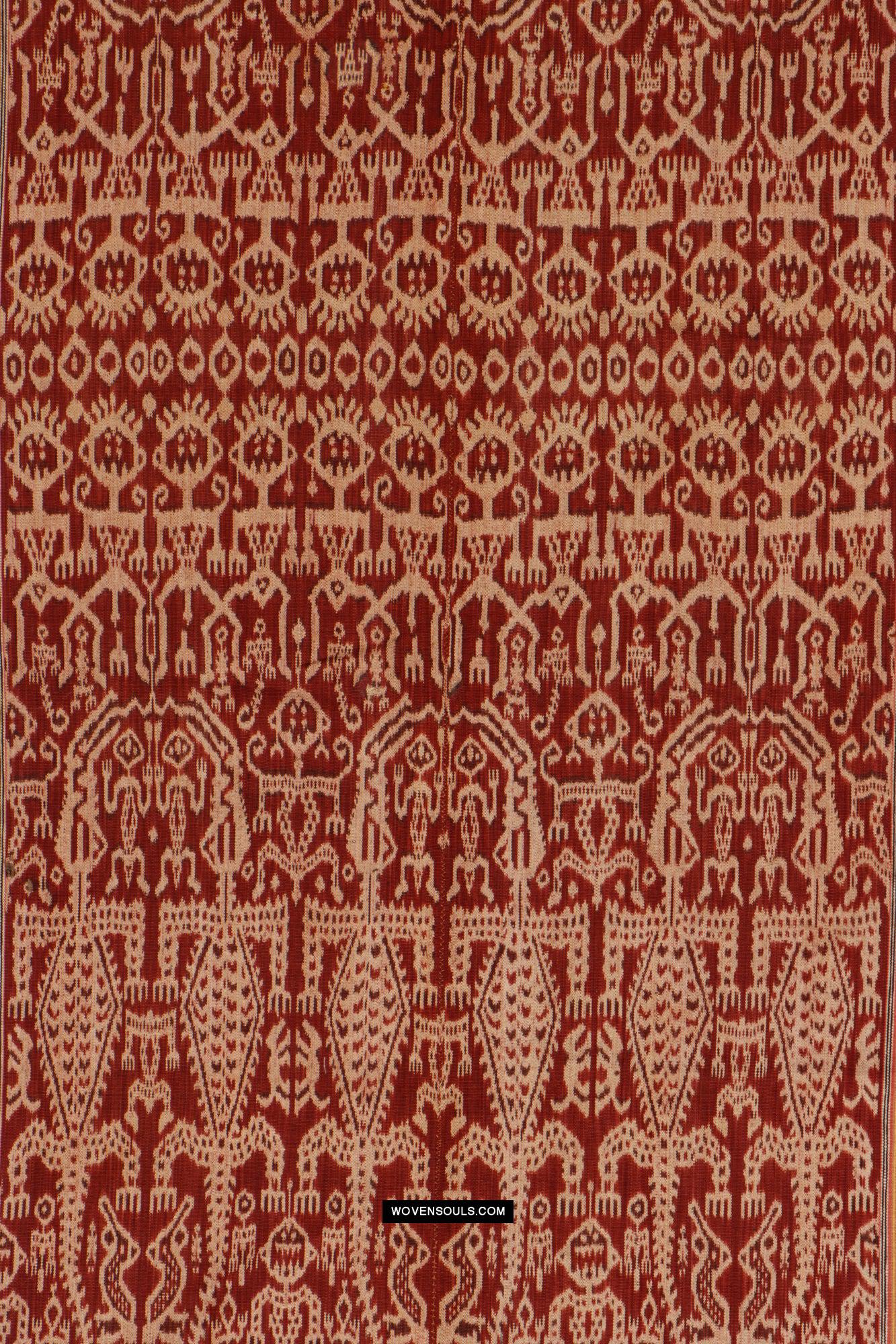 1838 Antique Iban Ceremonial Ikat - Anthropomorphic