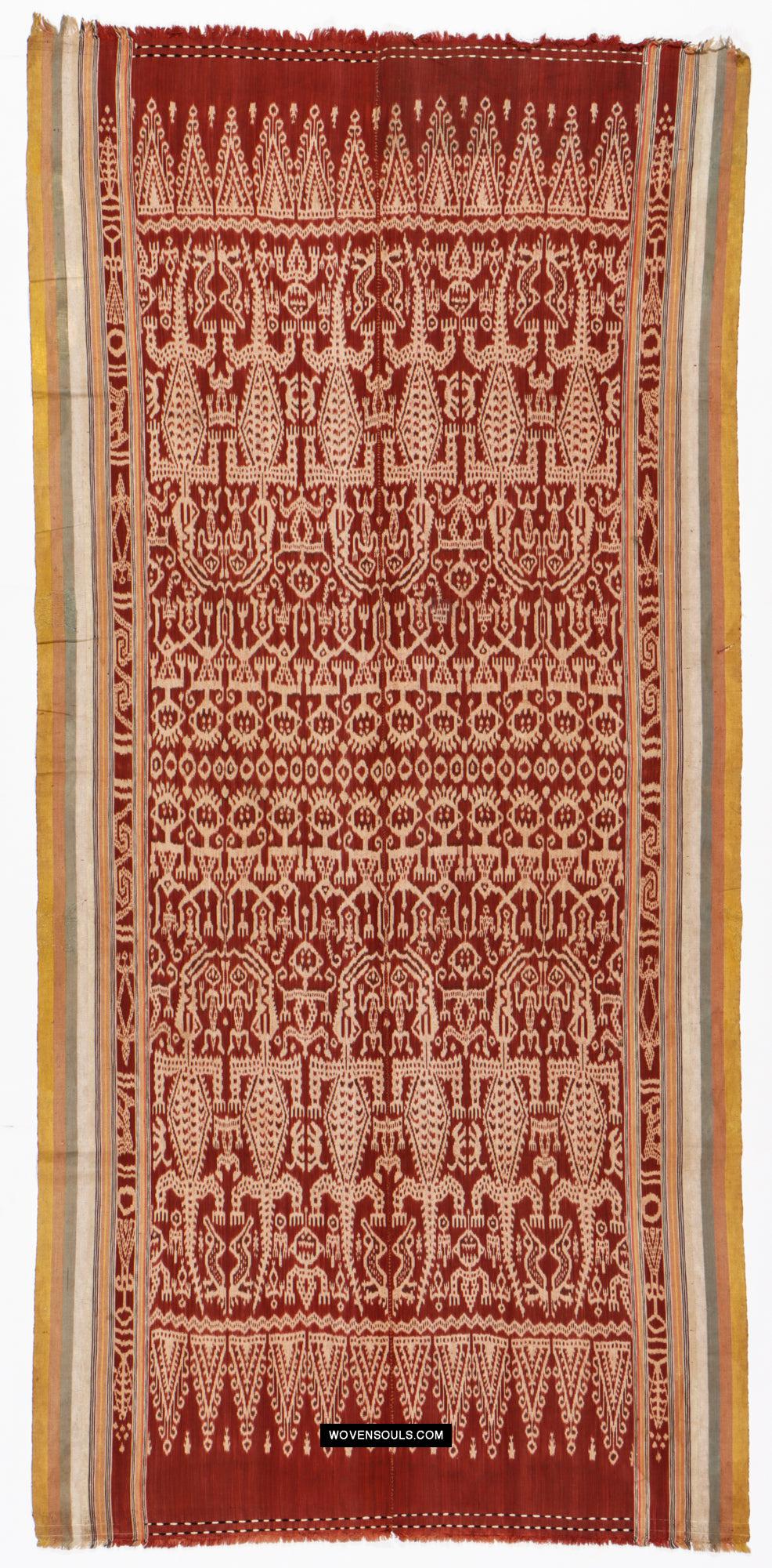 1838 Antique Iban Ceremonial Ikat - Anthropomorphic