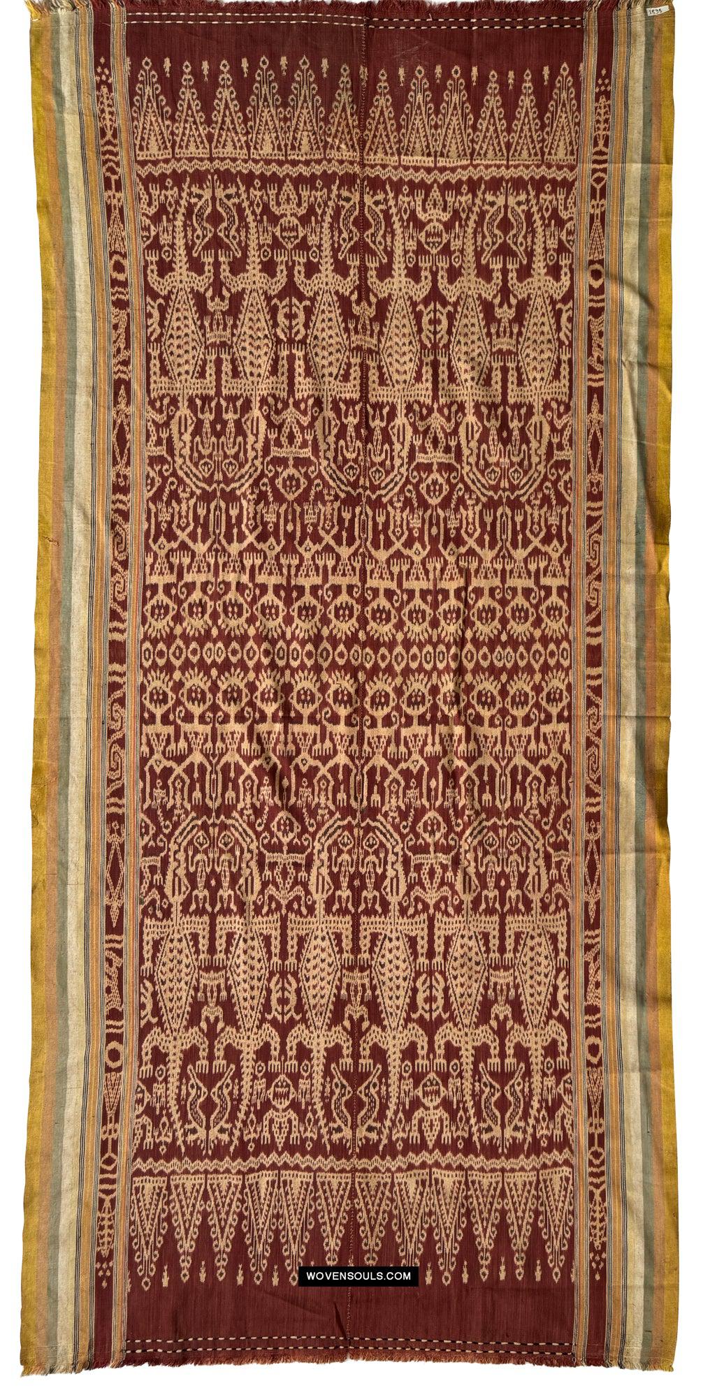 1838 Antique Iban Ceremonial Ikat - Anthropomorphic
