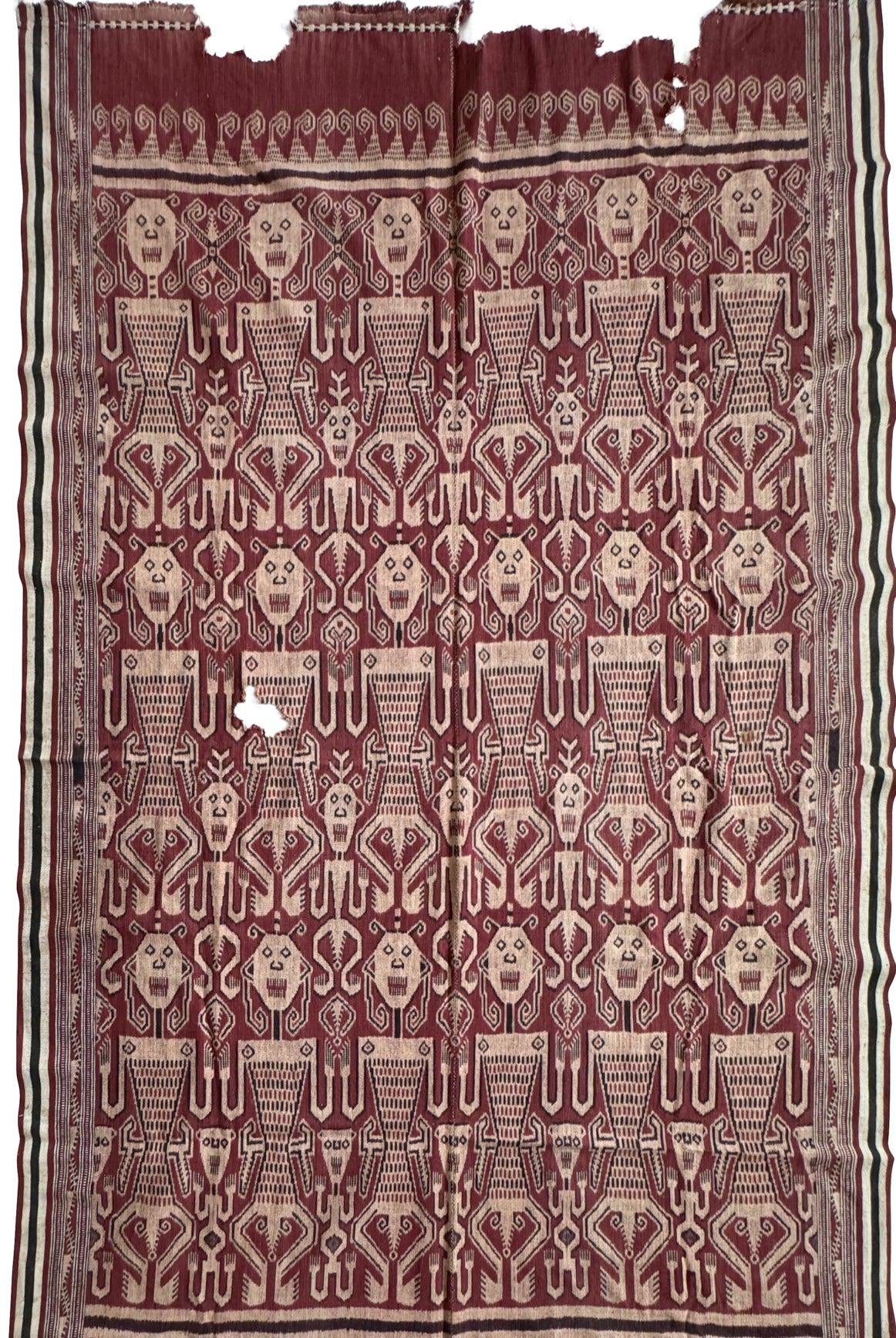 1839 Antique Iban Ceremonial Ikat - Anthropomorphs / Engkaramba