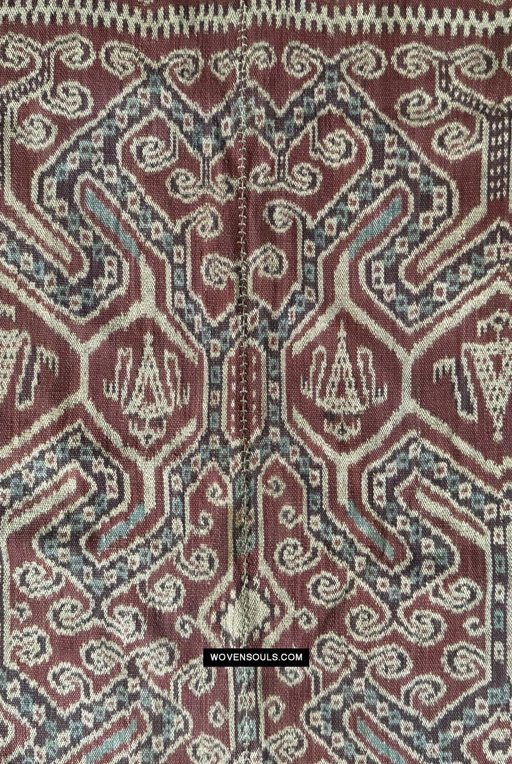 1841 Antique Iban Ceremonial Ikat / Blue / Trophy Skulls
