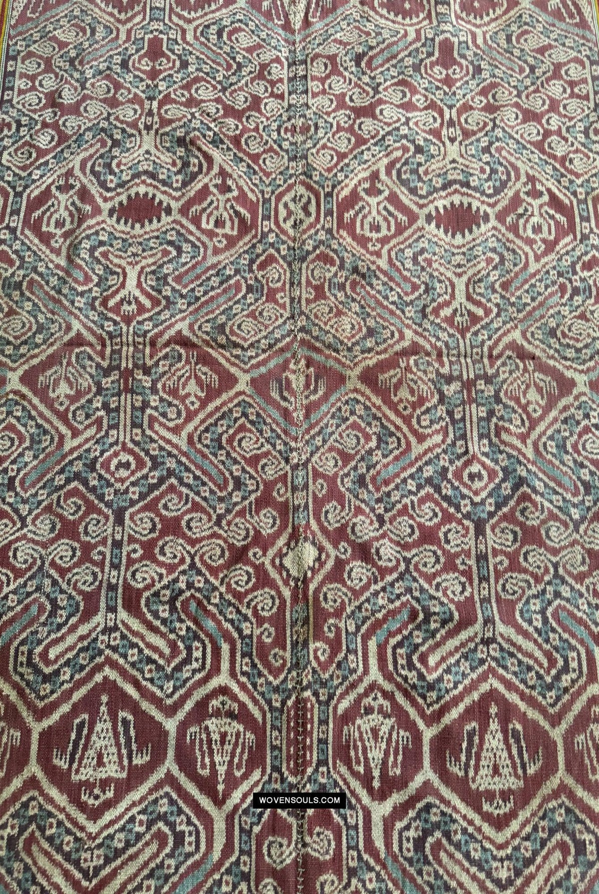1841 Antique Iban Ceremonial Ikat / Blue / Trophy Skulls