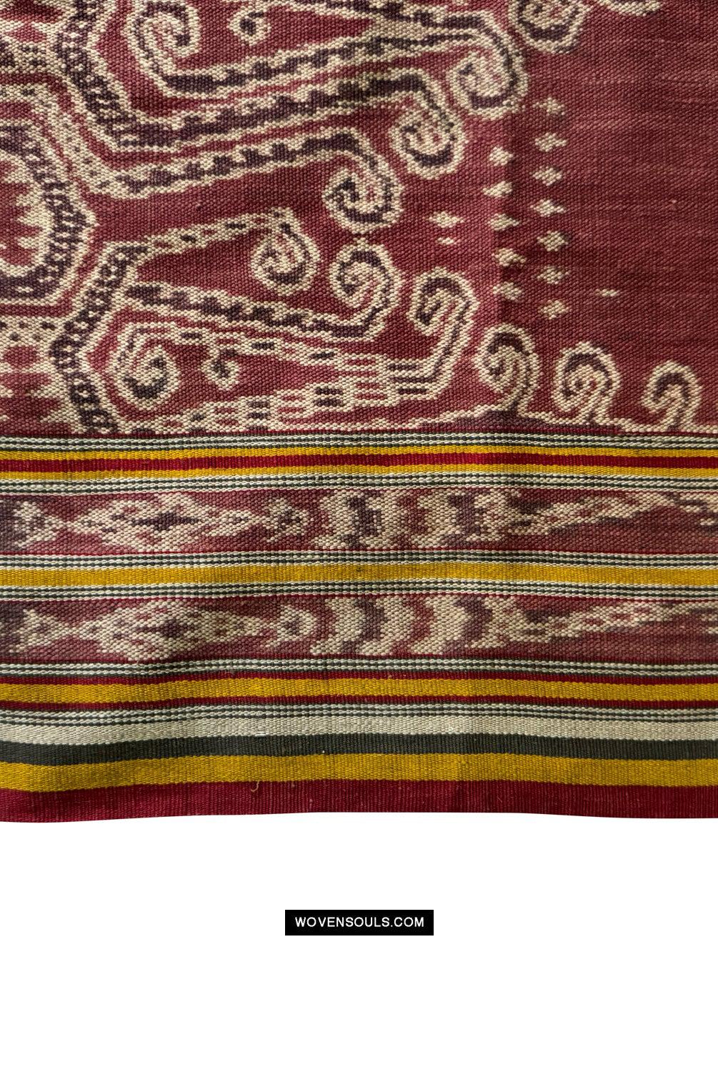 1841 Antique Iban Ceremonial Ikat / Blue / Trophy Skulls