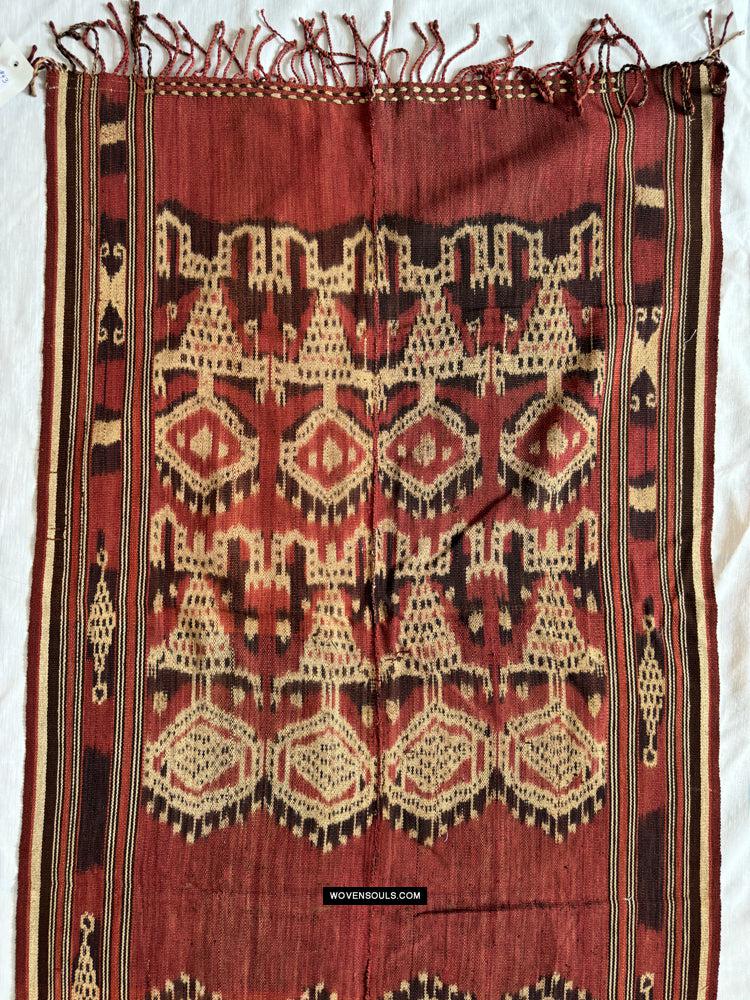 1843 Antique Iban Ceremonial Ikat with Striking Anthropomorphic Figures