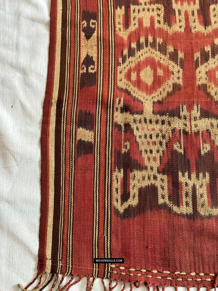 1843 Antique Iban Ceremonial Ikat with Striking Anthropomorphic Figures