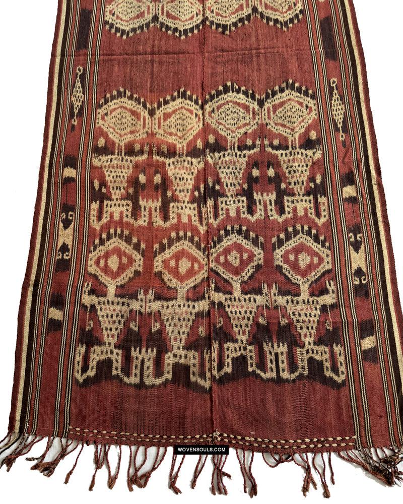 1843 Antique Iban Ceremonial Ikat with Striking Anthropomorphic Figures