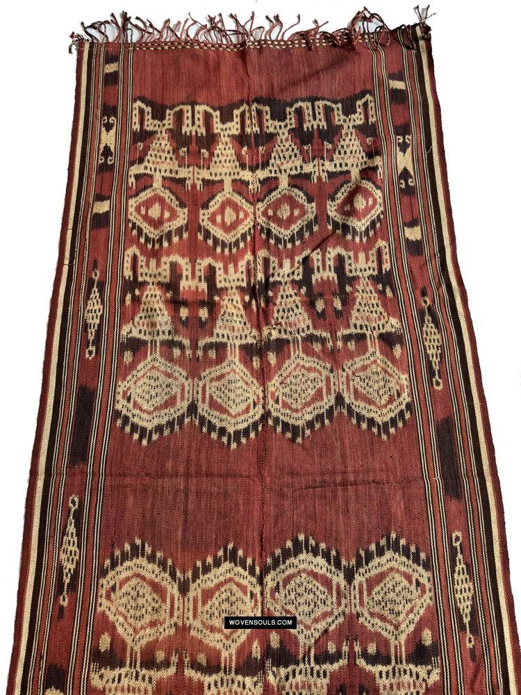1843 Antique Iban Ceremonial Ikat with Striking Anthropomorphic Figures