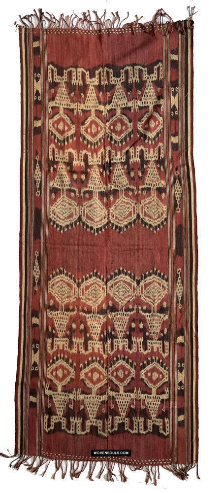 1843 Antique Iban Ceremonial Ikat with Striking Anthropomorphic Figures