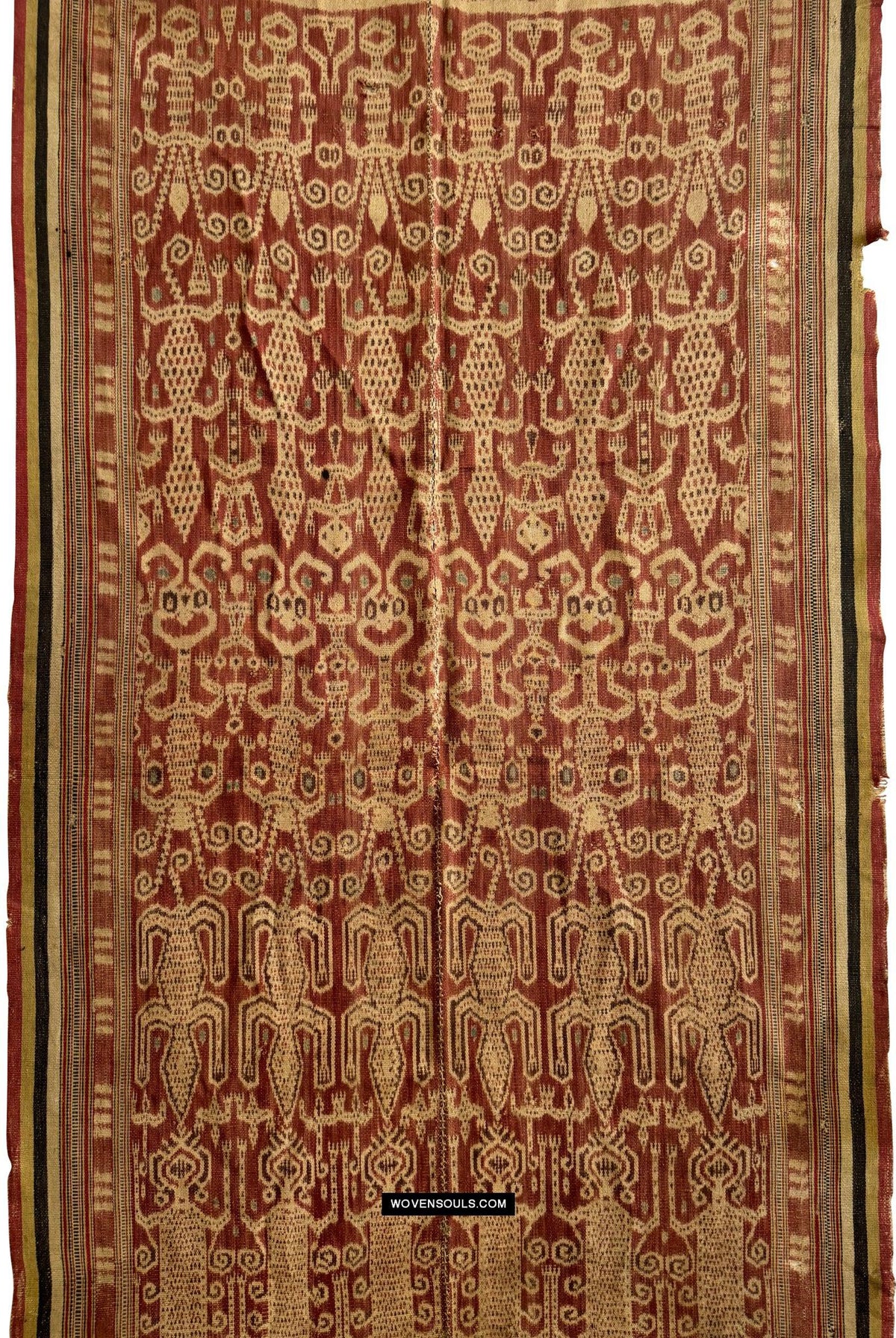 1844 Antique Iban Ceremonial Ikat - Spirit-Figures / Anthropomorhs / Engkaramba