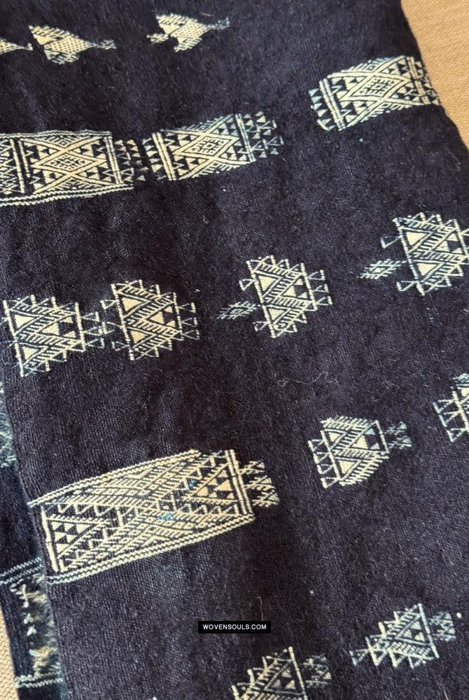 1851 Vintage Indigo Mahmoudi Bakhnoug Shawl - Textile Art